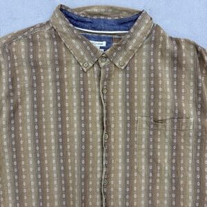 Carbon 2 Cobalt Shirt Mens XXL Brown Striped Diamond Geometric Button Down